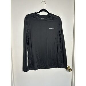 Eddie Bauer Men's Large L Black Long Sleeve Athletic Performance T-Shirt Stretch